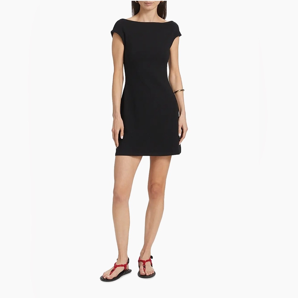 NWT Reformation Soleil Stretch-Cotton Black Mini Dress Size L